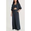 imageODODOS Womens Modal Soft Extra Wide Leg Pants with Pockets Drawstring High Waist PullOn Casual PantsNavy
