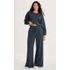 imageODODOS Womens Modal Soft Extra Wide Leg Pants with Pockets Drawstring High Waist PullOn Casual PantsNavy
