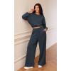 imageODODOS Womens Modal Soft Extra Wide Leg Pants with Pockets Drawstring High Waist PullOn Casual PantsNavy