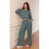 imageODODOS Womens Modal Soft Extra Wide Leg Pants with Pockets Drawstring High Waist PullOn Casual PantsSlate Green