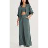imageODODOS Womens Modal Soft Extra Wide Leg Pants with Pockets Drawstring High Waist PullOn Casual PantsSlate Green