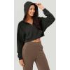 imageODODOS Womens Modal Soft FullZip Cropped Hoodies with Pockets Long Sleeve Crop Casual SweatshirtsBlack