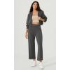 imageODODOS Womens Modal Soft FullZip Cropped Hoodies with Pockets Long Sleeve Crop Casual SweatshirtsCharcoal