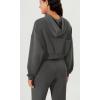 imageODODOS Womens Modal Soft FullZip Cropped Hoodies with Pockets Long Sleeve Crop Casual SweatshirtsCharcoal