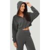 imageODODOS Womens Modal Soft FullZip Cropped Hoodies with Pockets Long Sleeve Crop Casual SweatshirtsCharcoal
