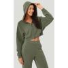 imageODODOS Womens Modal Soft FullZip Cropped Hoodies with Pockets Long Sleeve Crop Casual SweatshirtsDark Sage