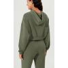 imageODODOS Womens Modal Soft FullZip Cropped Hoodies with Pockets Long Sleeve Crop Casual SweatshirtsDark Sage