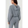 imageODODOS Womens Modal Soft FullZip Cropped Hoodies with Pockets Long Sleeve Crop Casual SweatshirtsGrey Blue
