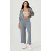 imageODODOS Womens Modal Soft FullZip Cropped Hoodies with Pockets Long Sleeve Crop Casual SweatshirtsGrey Blue