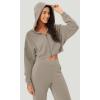 imageODODOS Womens Modal Soft FullZip Cropped Hoodies with Pockets Long Sleeve Crop Casual SweatshirtsKhaki