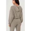 imageODODOS Womens Modal Soft FullZip Cropped Hoodies with Pockets Long Sleeve Crop Casual SweatshirtsKhaki