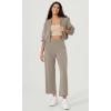 imageODODOS Womens Modal Soft FullZip Cropped Hoodies with Pockets Long Sleeve Crop Casual SweatshirtsKhaki