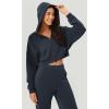 imageODODOS Womens Modal Soft FullZip Cropped Hoodies with Pockets Long Sleeve Crop Casual SweatshirtsNavy