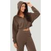 imageODODOS Womens Modal Soft FullZip Cropped Hoodies with Pockets Long Sleeve Crop Casual SweatshirtsNutria