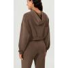 imageODODOS Womens Modal Soft FullZip Cropped Hoodies with Pockets Long Sleeve Crop Casual SweatshirtsNutria