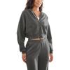 imageODODOS Womens Modal Soft FullZip Cropped Hoodies with Pockets Long Sleeve Crop Casual SweatshirtsCharcoal