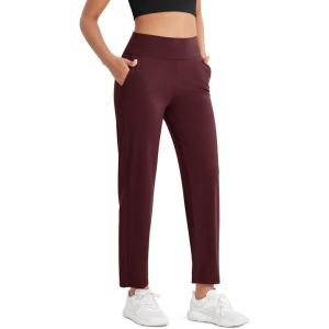 imageODODOS Cloud Feeling Jogger Pants with Pockets for Women High Waist Sweatpants Casual Lounge Ankle PantsBurgundy