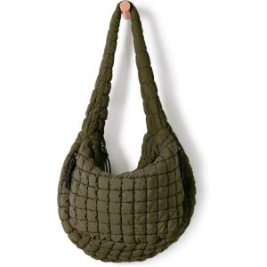imageODODOS Quilted Carryall Tote Bag for Women Crossbody Large Hobo Lightweight Padding Shoulder BagAvocado