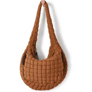 imageODODOS Quilted Carryall Tote Bag for Women Crossbody Large Hobo Lightweight Padding Shoulder BagGlazed Ginger