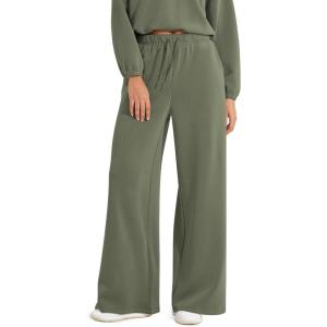imageODODOS Womens Modal Soft Extra Wide Leg Pants with Pockets Drawstring High Waist PullOn Casual PantsDark Sage