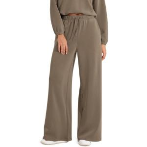 imageODODOS Womens Modal Soft Extra Wide Leg Pants with Pockets Drawstring High Waist PullOn Casual PantsEspresso