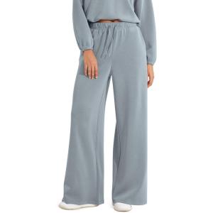 imageODODOS Womens Modal Soft Extra Wide Leg Pants with Pockets Drawstring High Waist PullOn Casual PantsGrey Blue