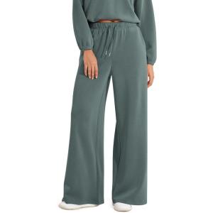 imageODODOS Womens Modal Soft Extra Wide Leg Pants with Pockets Drawstring High Waist PullOn Casual PantsSlate Green