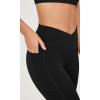 imageODODOS Cloud Feeling Gathered Cross Waist Leggings with Pockets for Women 25quot  28quot Crossover Lounge Yoga PantsBlack