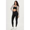 imageODODOS Cloud Feeling Gathered Cross Waist Leggings with Pockets for Women 25quot  28quot Crossover Lounge Yoga PantsBlack