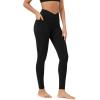 imageODODOS Cloud Feeling Gathered Cross Waist Leggings with Pockets for Women 25quot  28quot Crossover Lounge Yoga PantsBlack