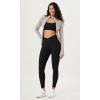 imageODODOS Cloud Feeling Gathered Cross Waist Leggings with Pockets for Women 25quot  28quot Crossover Lounge Yoga PantsBlack