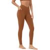imageODODOS Cloud Feeling Gathered Cross Waist Leggings with Pockets for Women 25quot  28quot Crossover Lounge Yoga PantsCaramel