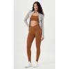 imageODODOS Cloud Feeling Gathered Cross Waist Leggings with Pockets for Women 25quot  28quot Crossover Lounge Yoga PantsCaramel