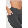 imageODODOS Cloud Feeling Gathered Cross Waist Leggings with Pockets for Women 25quot  28quot Crossover Lounge Yoga PantsCharcoal