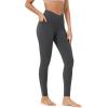 imageODODOS Cloud Feeling Gathered Cross Waist Leggings with Pockets for Women 25quot  28quot Crossover Lounge Yoga PantsCharcoal