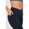 imageODODOS Cloud Feeling Gathered Cross Waist Leggings with Pockets for Women 25quot  28quot Crossover Lounge Yoga PantsDeep Navy