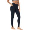 imageODODOS Cloud Feeling Gathered Cross Waist Leggings with Pockets for Women 25quot  28quot Crossover Lounge Yoga PantsDeep Navy