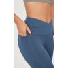 imageODODOS Cloud Feeling Gathered Cross Waist Leggings with Pockets for Women 25quot  28quot Crossover Lounge Yoga PantsInk Blue