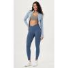 imageODODOS Cloud Feeling Gathered Cross Waist Leggings with Pockets for Women 25quot  28quot Crossover Lounge Yoga PantsInk Blue