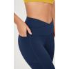 imageODODOS Cloud Feeling Gathered Cross Waist Leggings with Pockets for Women 25quot  28quot Crossover Lounge Yoga PantsNavy