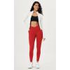 imageODODOS Cloud Feeling Gathered Cross Waist Leggings with Pockets for Women 25quot  28quot Crossover Lounge Yoga PantsRed