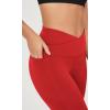 imageODODOS Cloud Feeling Gathered Cross Waist Leggings with Pockets for Women 25quot  28quot Crossover Lounge Yoga PantsRed