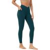 imageODODOS Cloud Feeling Gathered Cross Waist Leggings with Pockets for Women 25quot  28quot Crossover Lounge Yoga PantsForest Teal