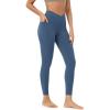 imageODODOS Cloud Feeling Gathered Cross Waist Leggings with Pockets for Women 25quot  28quot Crossover Lounge Yoga PantsInk Blue
