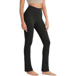 imageODODOS Cloud Feeling Straight Leg Pants with Back Pocket for Women High Waist Casual Lounge Yoga Pants 28quot  30quot InseamBlack