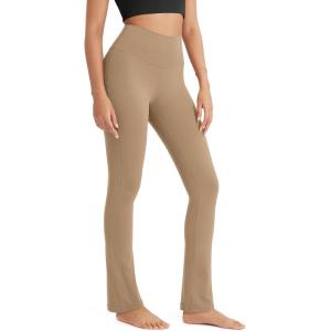 imageODODOS Cloud Feeling Straight Leg Pants with Back Pocket for Women High Waist Casual Lounge Yoga Pants 28quot  30quot InseamLight Brown