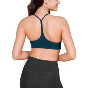 imageODODOS Cloud Feeling Y Racerback Sports Bra for Women Wirefree Padded Strappy Yoga BraForest Teal