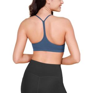 imageODODOS Cloud Feeling Y Racerback Sports Bra for Women Wirefree Padded Strappy Yoga BraInk Blue