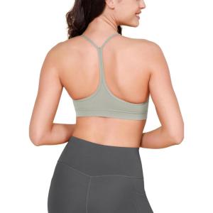imageODODOS Cloud Feeling Y Racerback Sports Bra for Women Wirefree Padded Strappy Yoga BraLime Stone