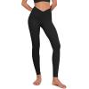imageODODOS Cloud Feeling Ruched Yoga Leggings for Women 25quot  28quot High Waist Crossover Yoga PantsBlack